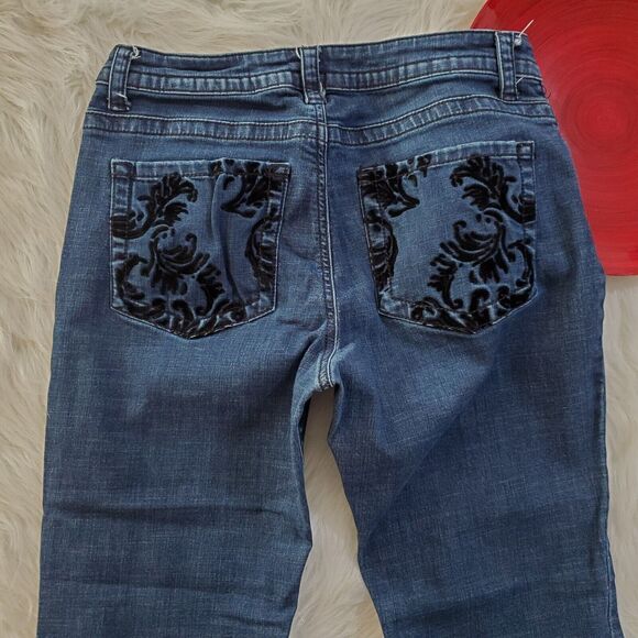 Lee Slender Secret Jeans Size 14S Velour Pockets Lower Waist Boot Cut Stretch - Picture 9 of 12